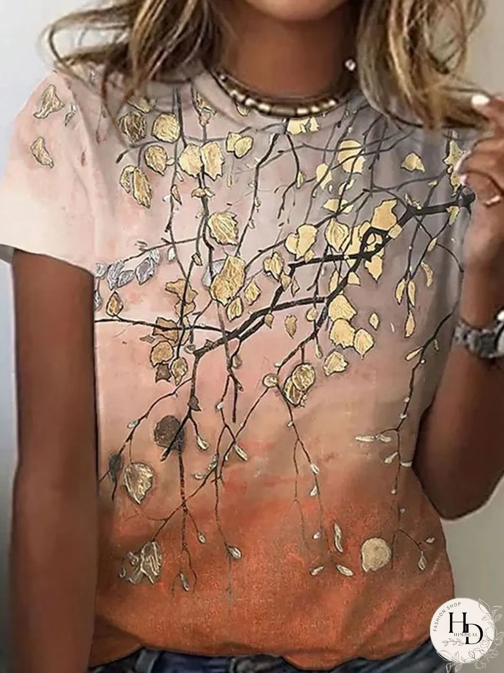 Floral Casual Crew Neck Short Sleeve T-Shirt