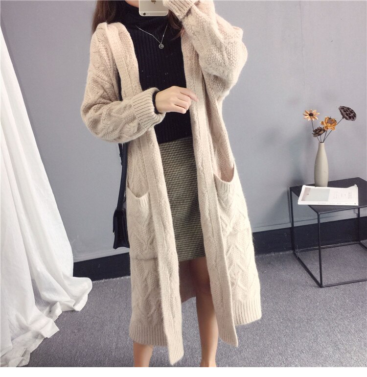 Loose Knitted Sweater Coat Women Thick Cardigans Long Sweater