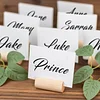 10 Pack | 2" Natural Farmhouse Cylindrical Wooden Place Card Holders, Rustic Table Number Stands