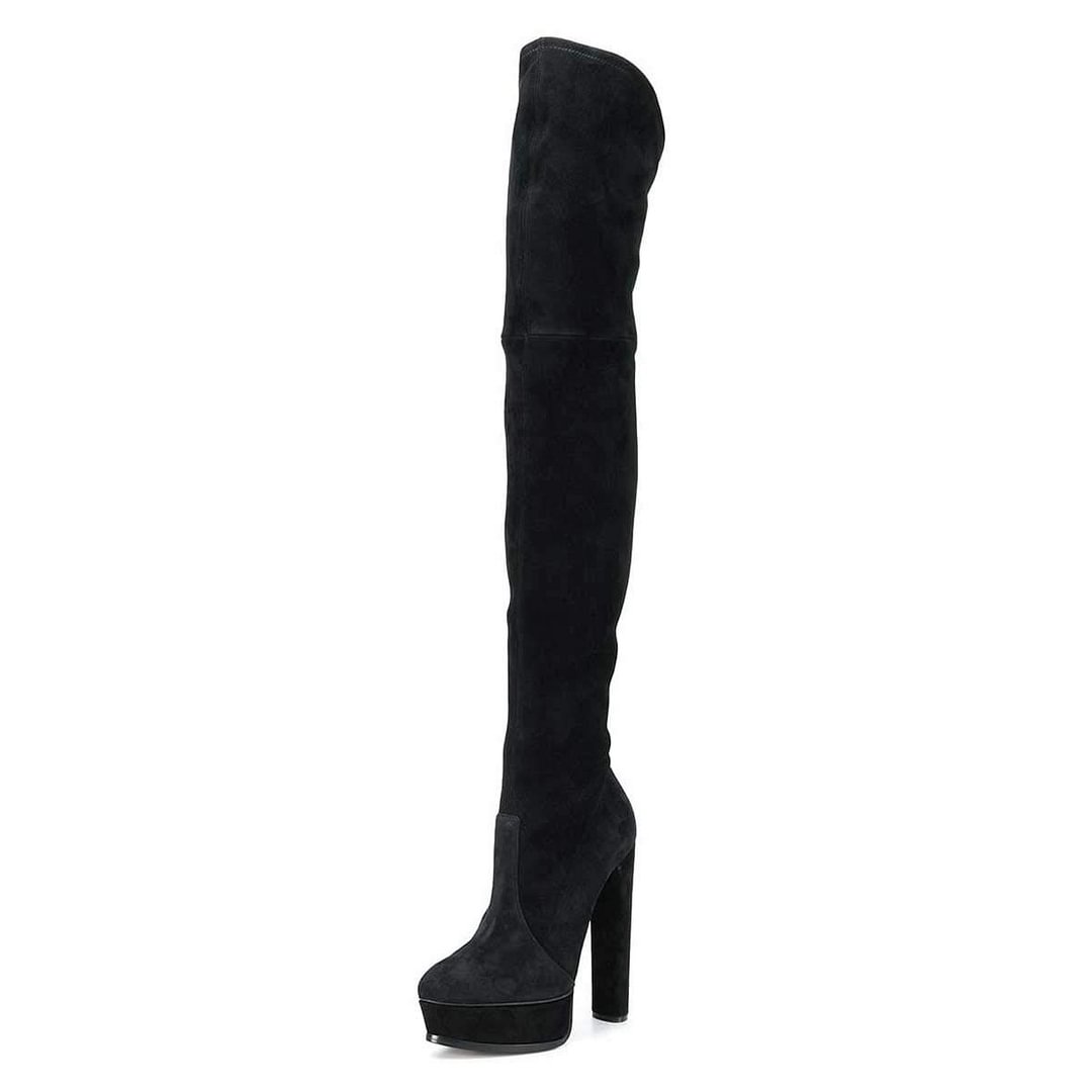 Sexy Thigh High Long Boots Over The Knee Platform Thick High Heel Stretch Shoes Nicepairs