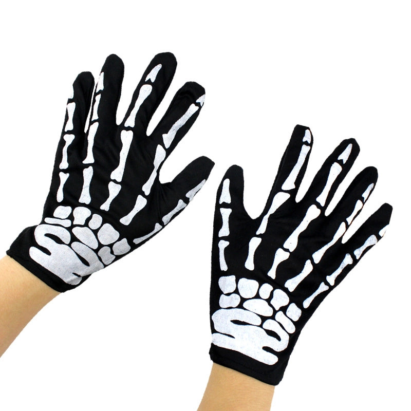 Halloween Minimalist Skull Skeleton Cloth Holiday Party Gloves