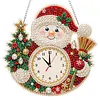 Acrylic Special Shape Xmas Santa Diamond Pearl Painting Clock Handicraft Hanging Kit