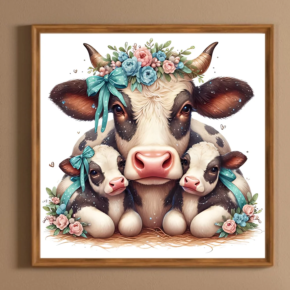 Diamond Painting - Full Round Drill - Cow Family(Canvas|30*30cm)