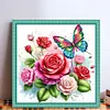 Rose Butterfly-Partial 11CT Stamped Cross Stitch Bead Embroidery 36*36cm/14.17*14.17in tapestrymarket