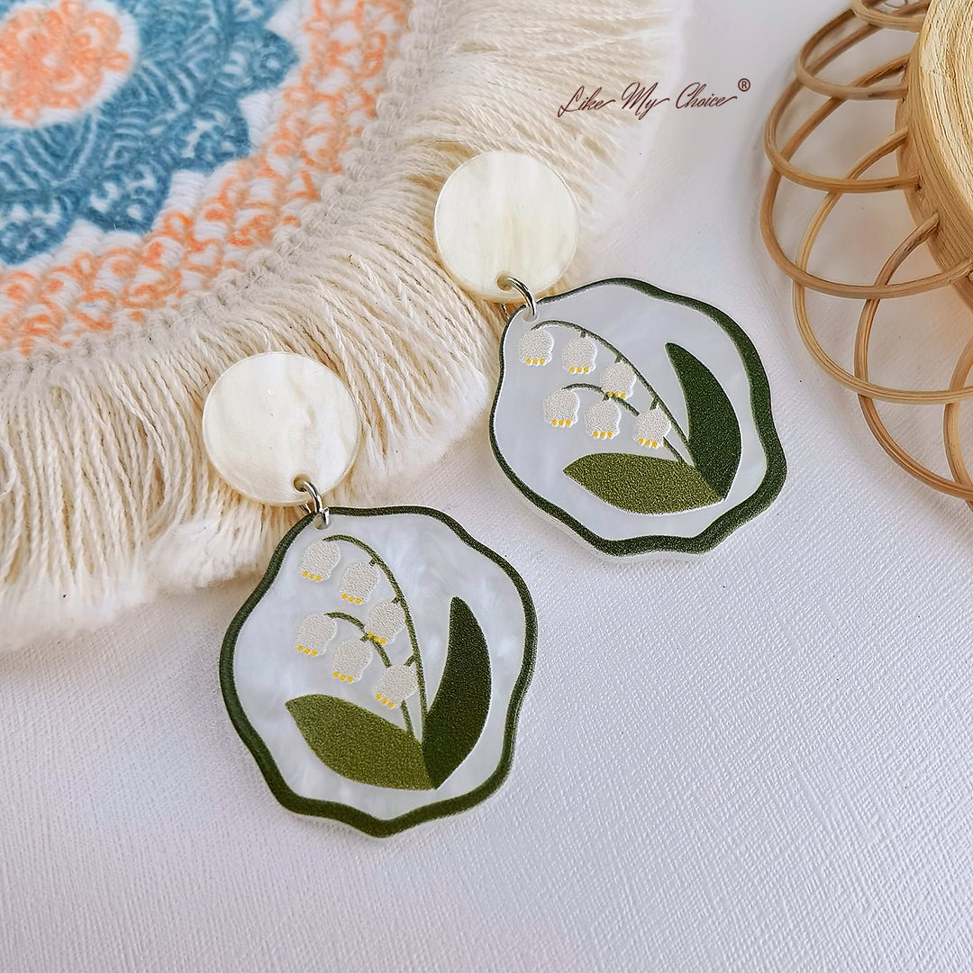 Acrylic Lily of the Valley Flower Earrings