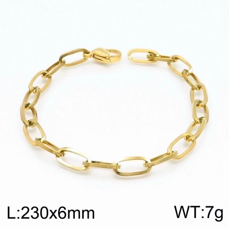 Stainless Steel 18K Gold Plated Basic Minimalist Solid Color Bracelets