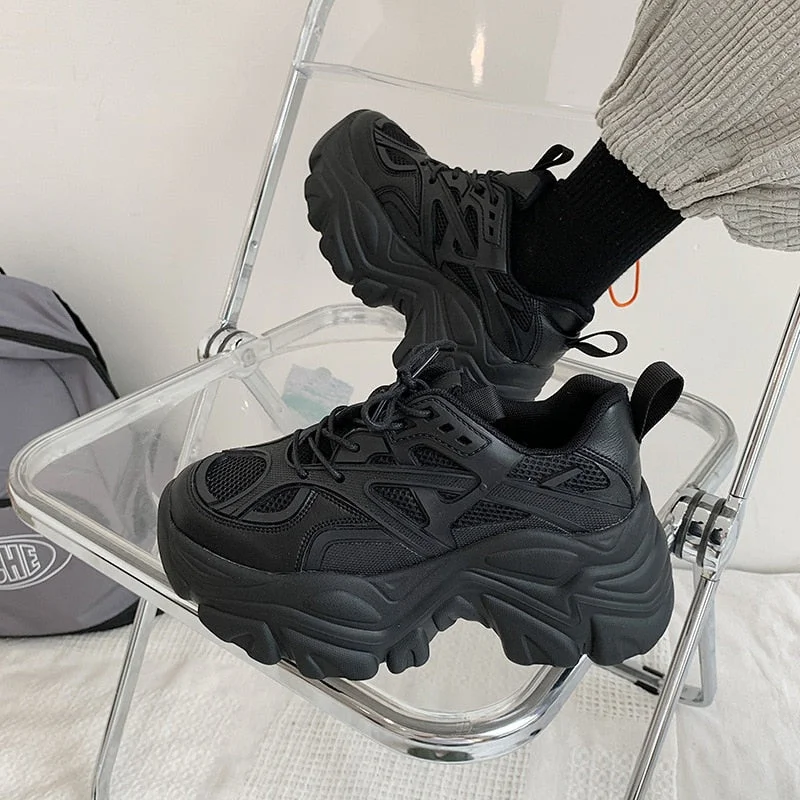 Fujin 7cm Chunky Sneakers Platform Shoes Wedge for Women Casual Shoes Breathable Summer Shoes Women Fashion Sneakers Spring