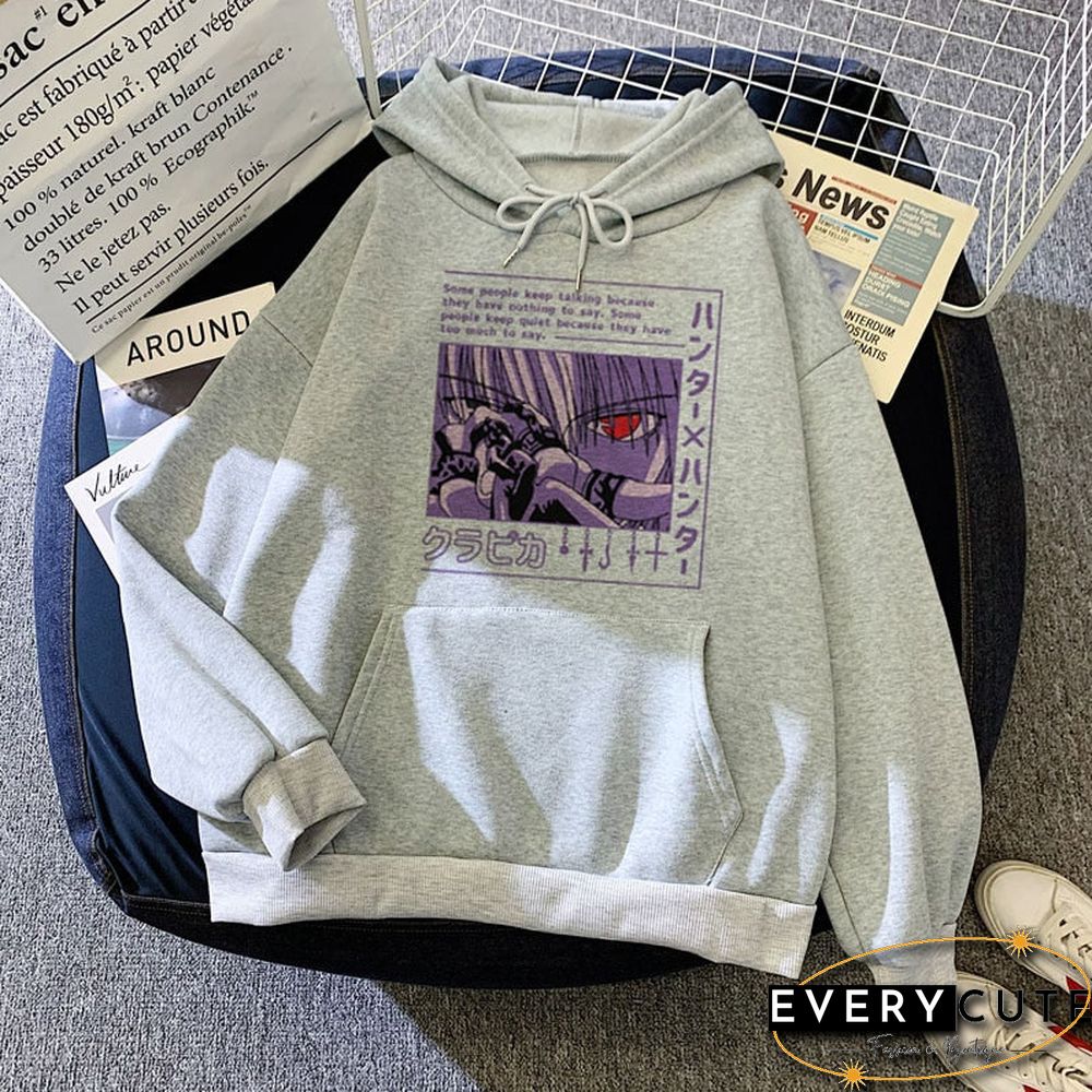 Women Hoodies Hunter X Hunter Women Pullovers Hoodies Sweatshirts Killua Zoldyck Devil Eye Print Anime Hoody Streetwear Tops