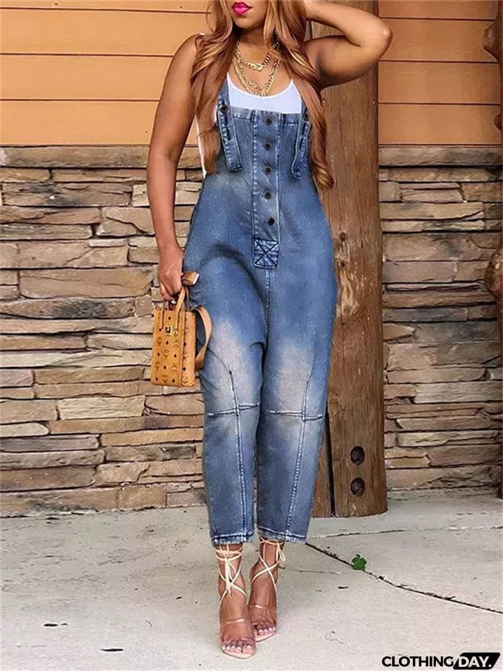 Fashion Relaxed Hard-wearing Ladies Denim Jumpsuits