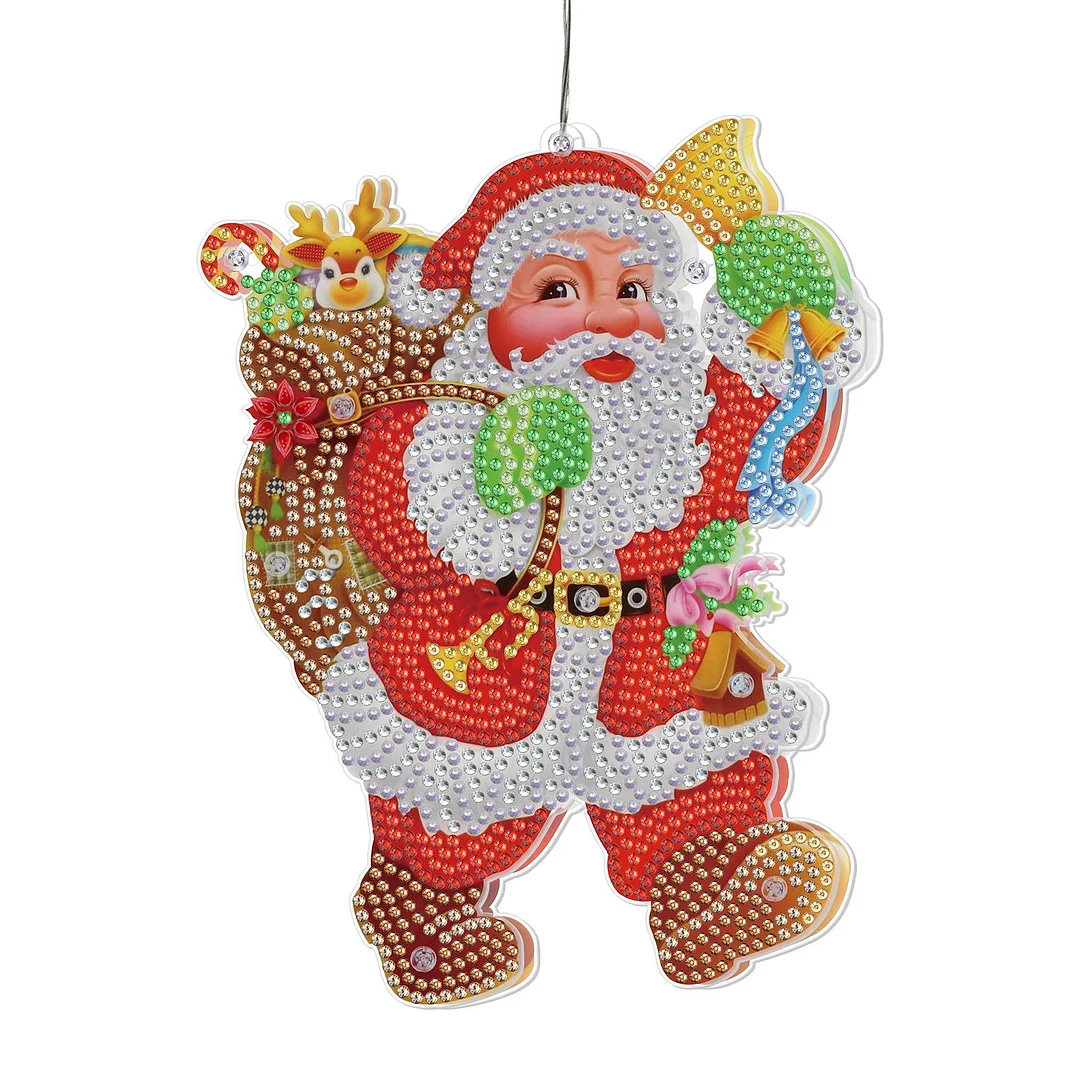 5D Christmas Diamond Painting Hanging Light Festive Rhinestone Lamp Pendant