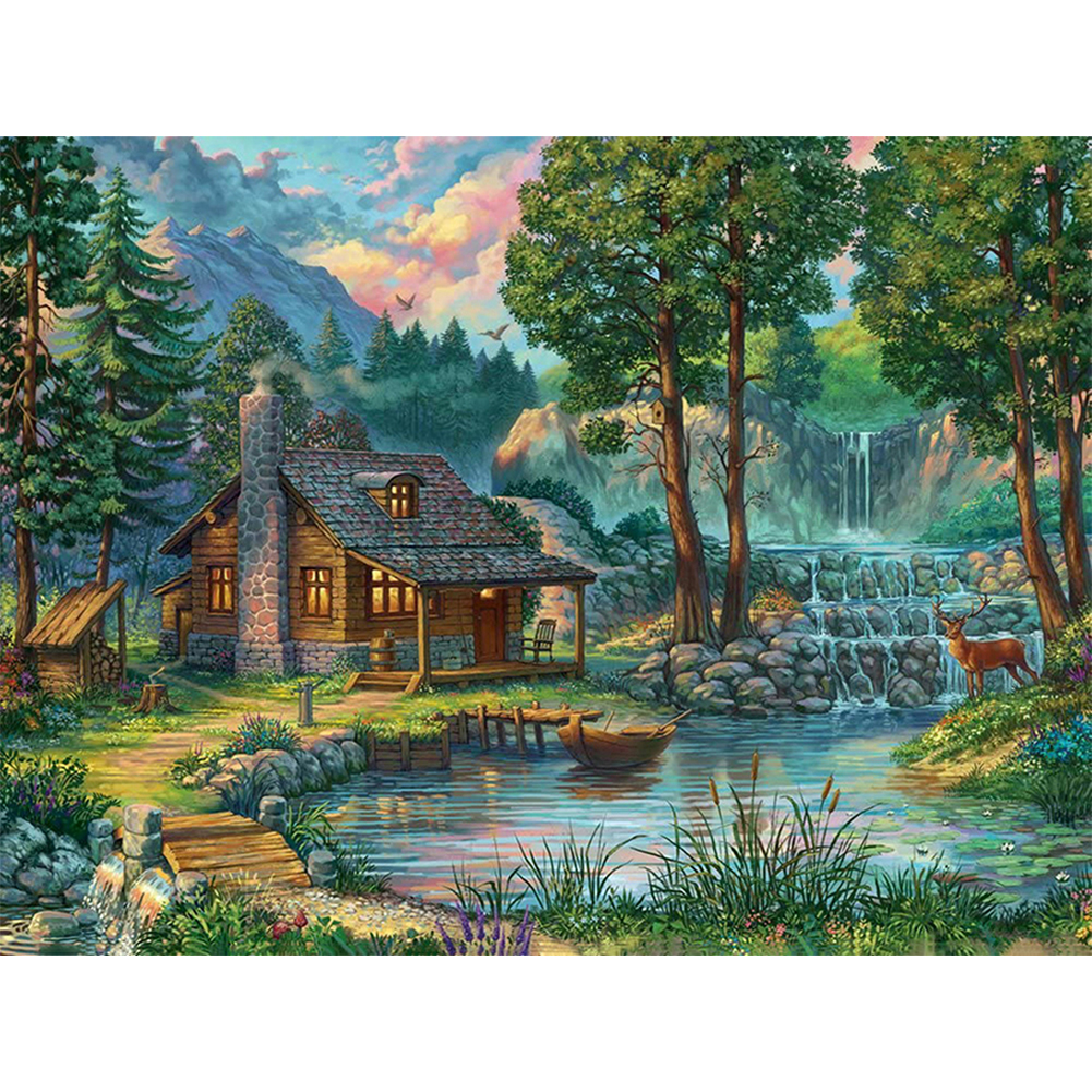 

(Multi-Size) River House - Round/Square Drill Diamond Painting 40*30CM/50*40CM, Square diamond 30*40cm, 501 Original