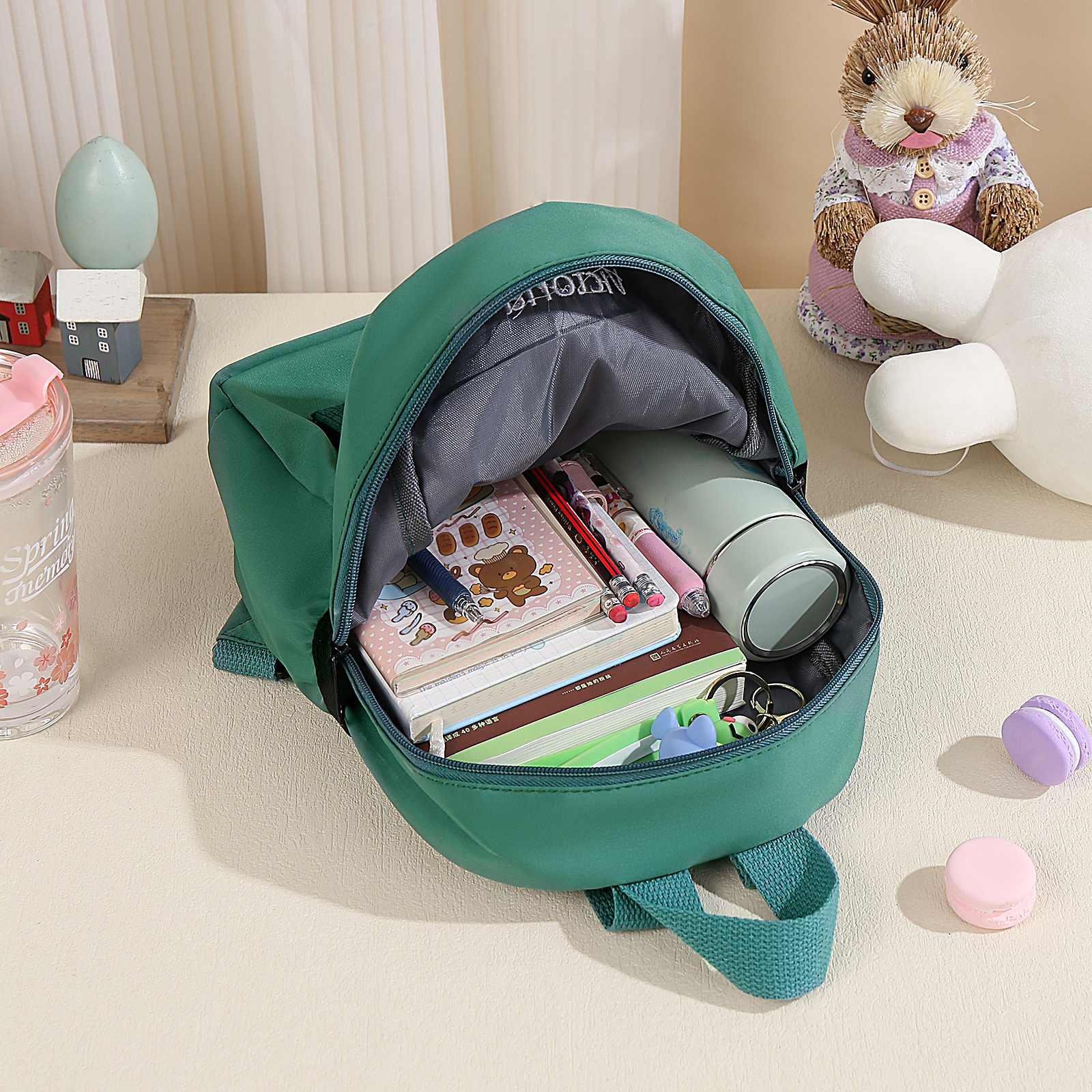 Personalised Bear School Bag Custom Name Canvas Backpack Back To School Gift for Kids-Jessemade AU