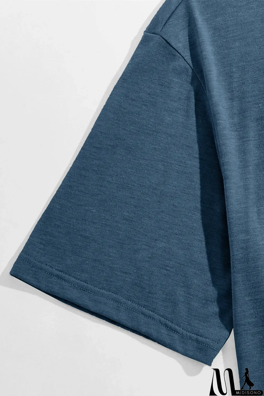 MidiSono - Blue Solid Basic Crewneck Short Sleeve Men's T-shirt