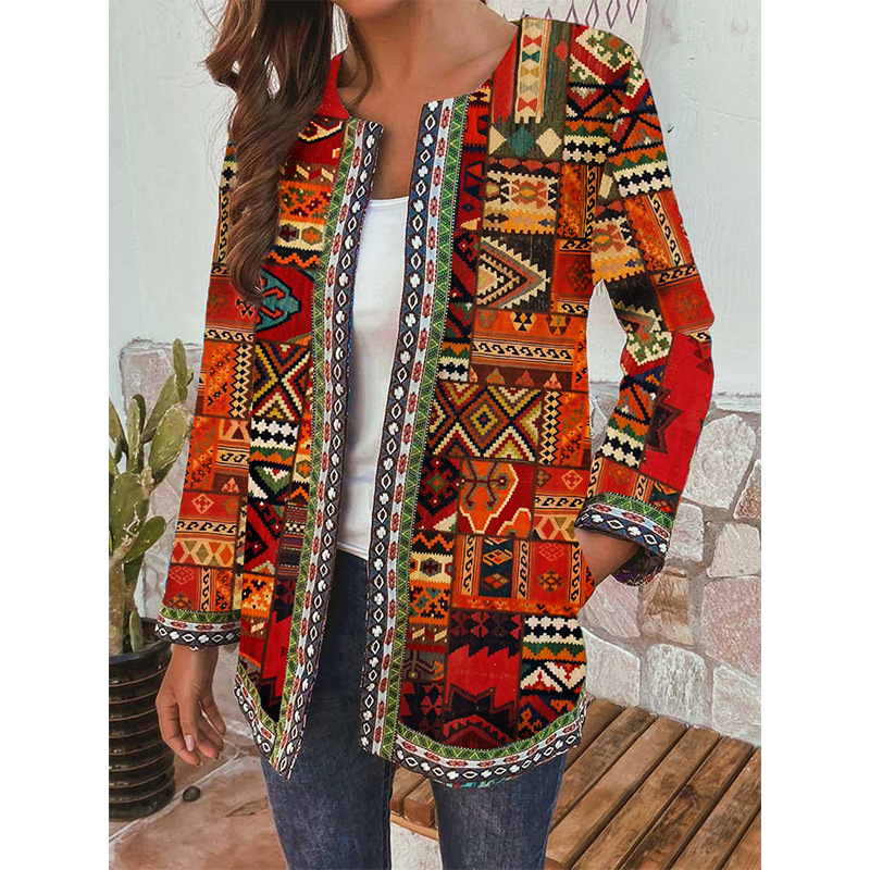 Vintage Abstract Print Jacket wearshes