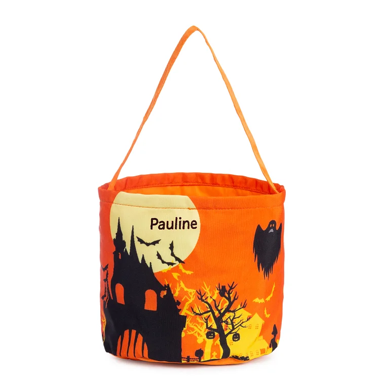 Personalized Halloween Luminous Tote Bag Engraved 1 Name, Custom Name LED Light Tote Bag Candy Gift Bag