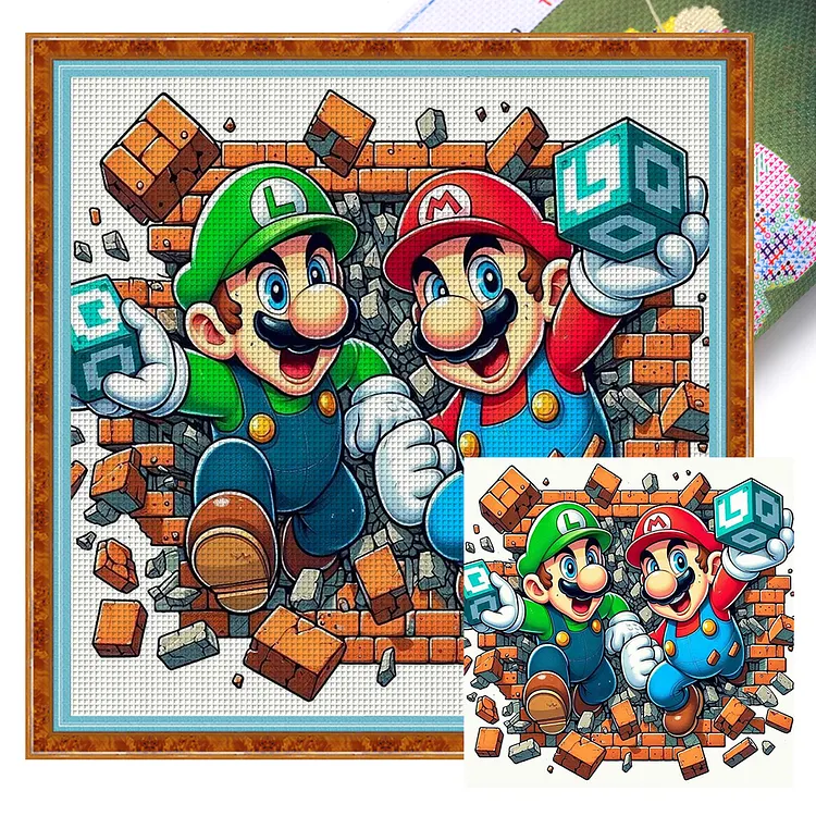 【Huacan Brand】Super Mario (45*45cm) 11CT Stamped Cross Stitch gbfke