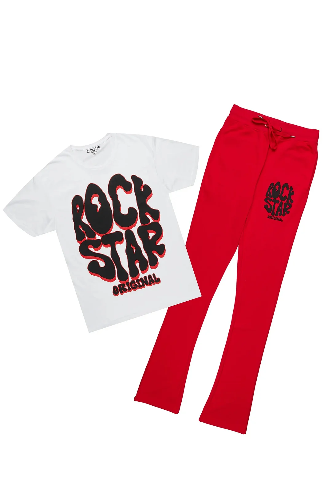 Warblen White/Red T-Shirt/Stacked Flare Pant Set