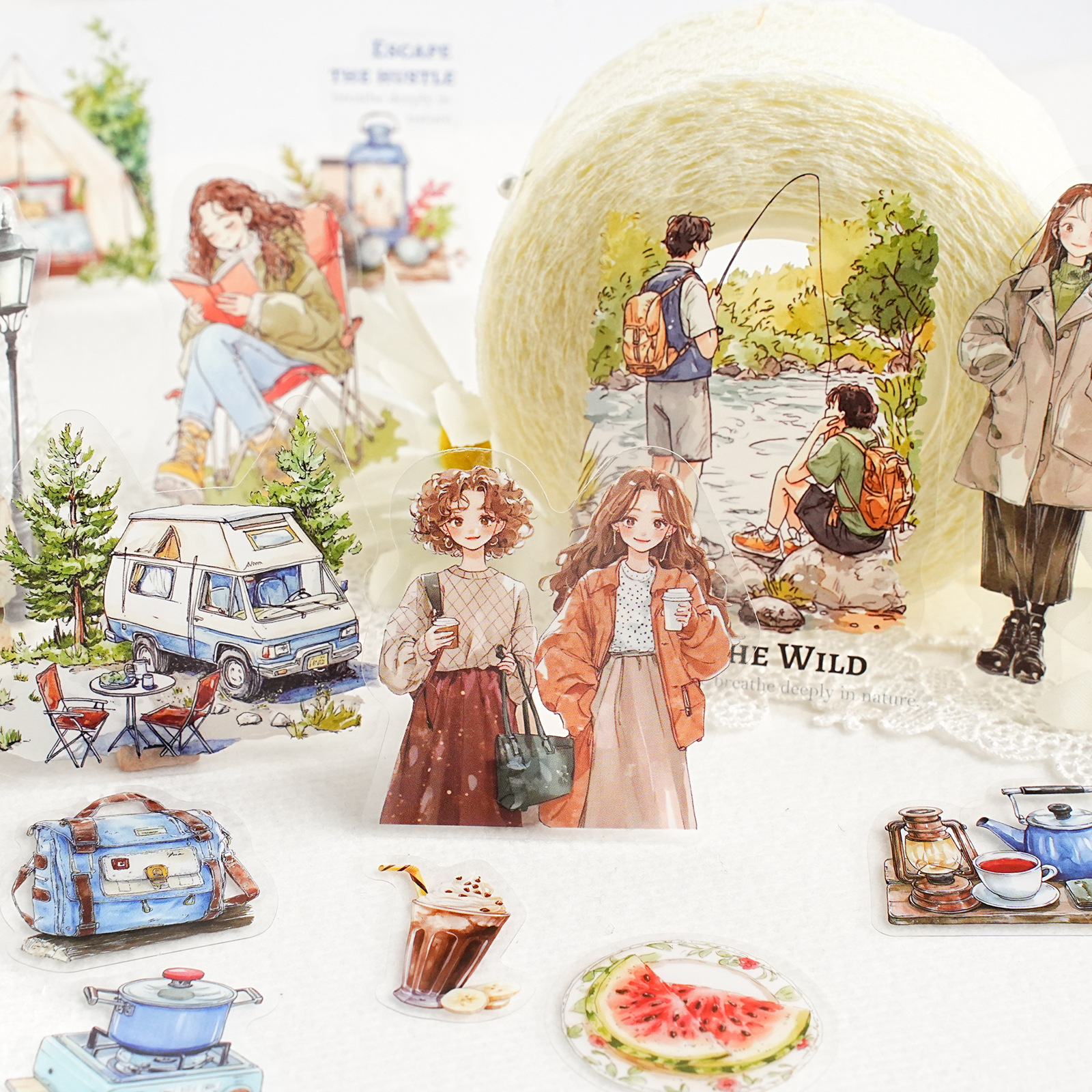 펫 스티커 - 함께 모여 시리즈 빈티지 꽃 캐릭터 레저