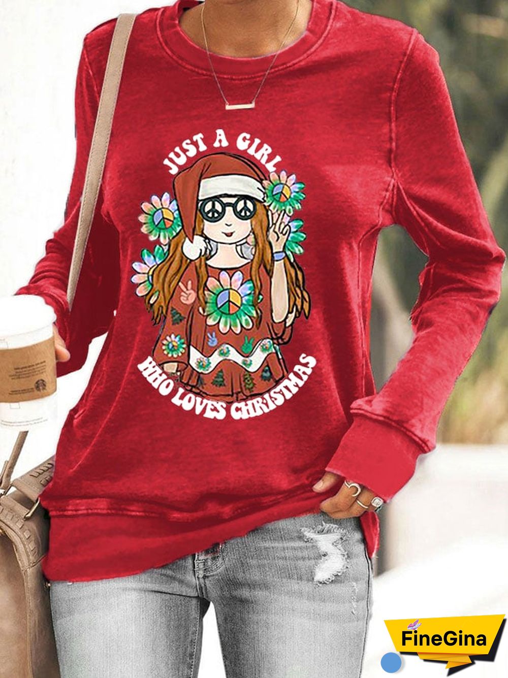 Women's Just A Girl Who Loves Christmas Casual Sweatshirt