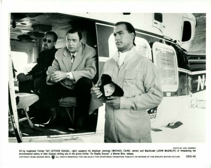 Michael Caine Steven Seagal On Deadly Ground Original Press 8X10 Photo Poster painting