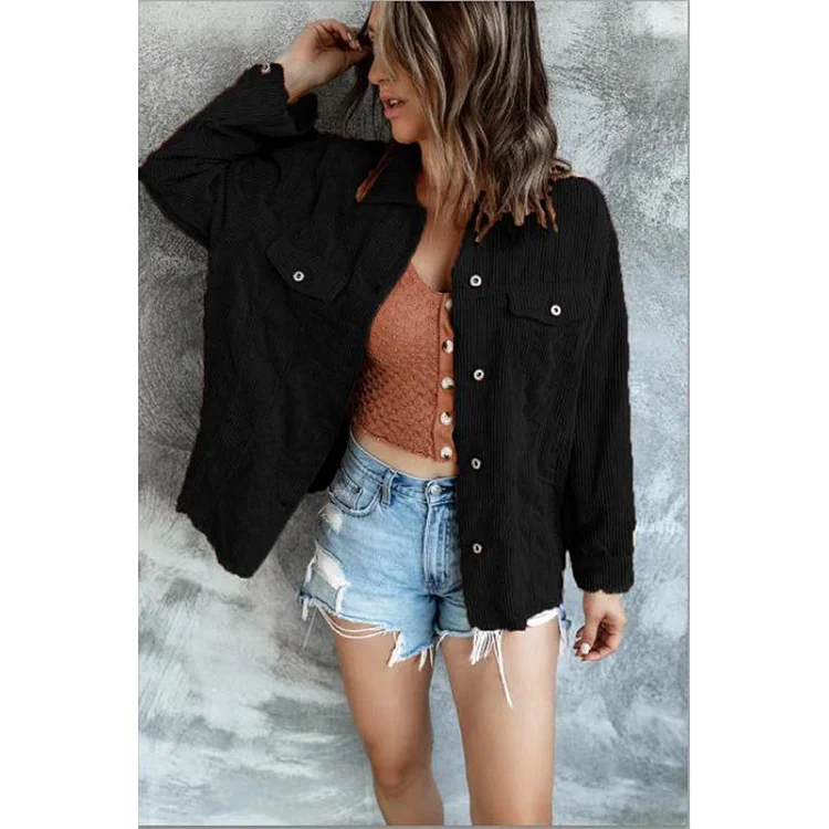 SOLID COLOR LAPEL PIT STRIP CASUAL SHIRT