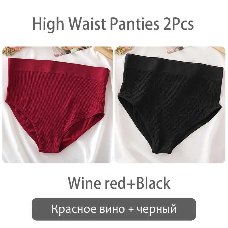 FINETOO Women High Waist Panties 2Pcs/set Seamless Shaper Underpants S-XL Girl Underwear Ladies Control Tummy Panty Lingerie New