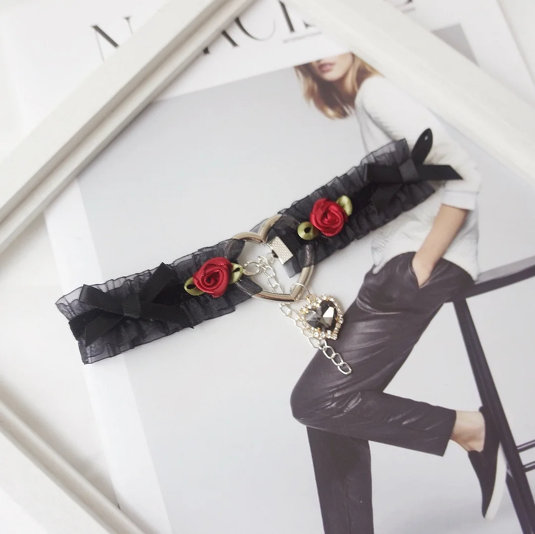Handmade Vintage Sexy Lace Choker Diamond Gothic False Collar Statement Necklace For Women Lady Girl Cute kawaii Accessories