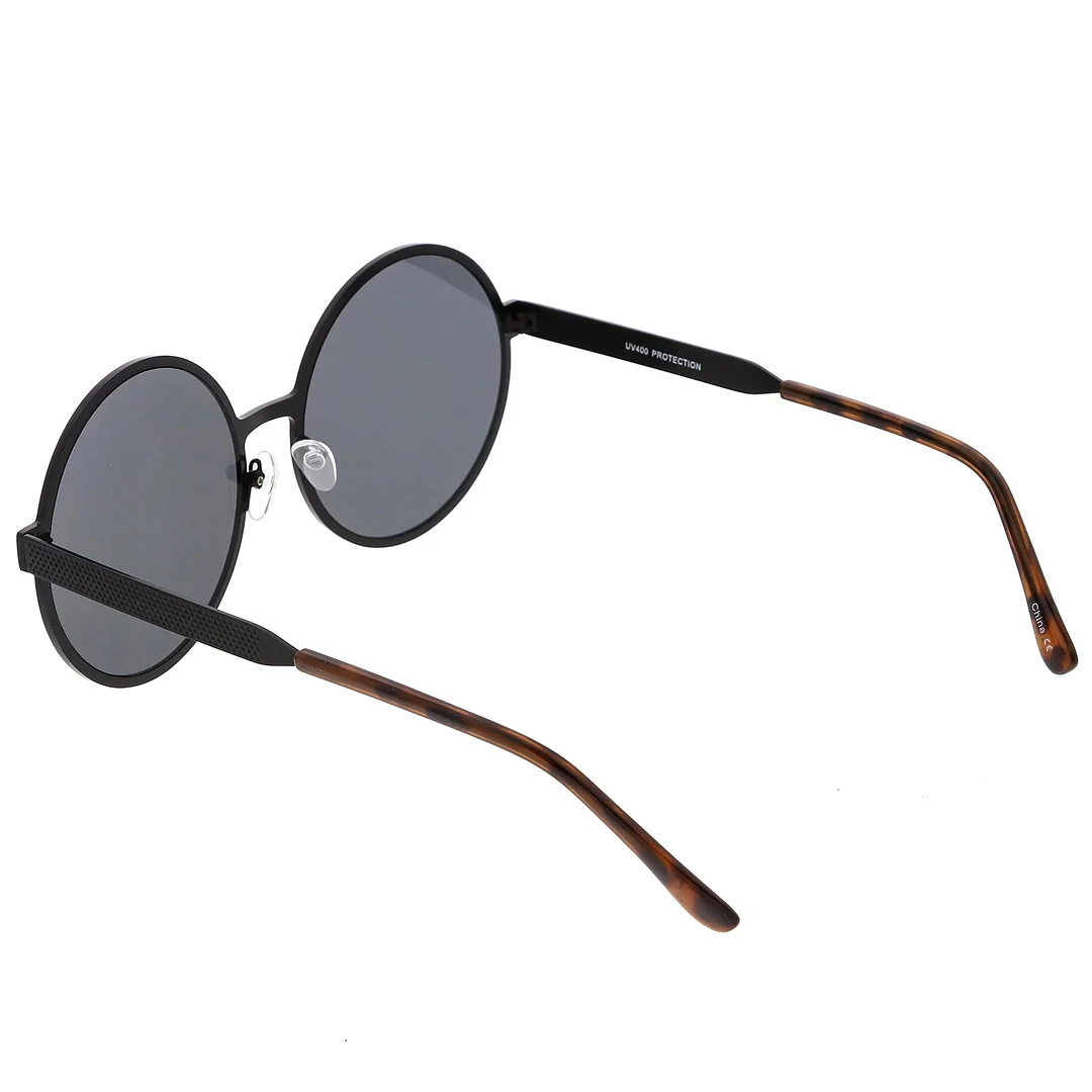 Oversize Round Metal Frame glasses With Neutral Colored Flat Lens 58mm