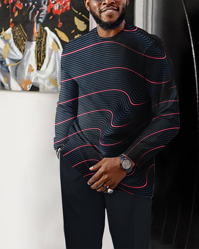 Men's Casual Color Blocking Long Sleeve Walking Suit-185