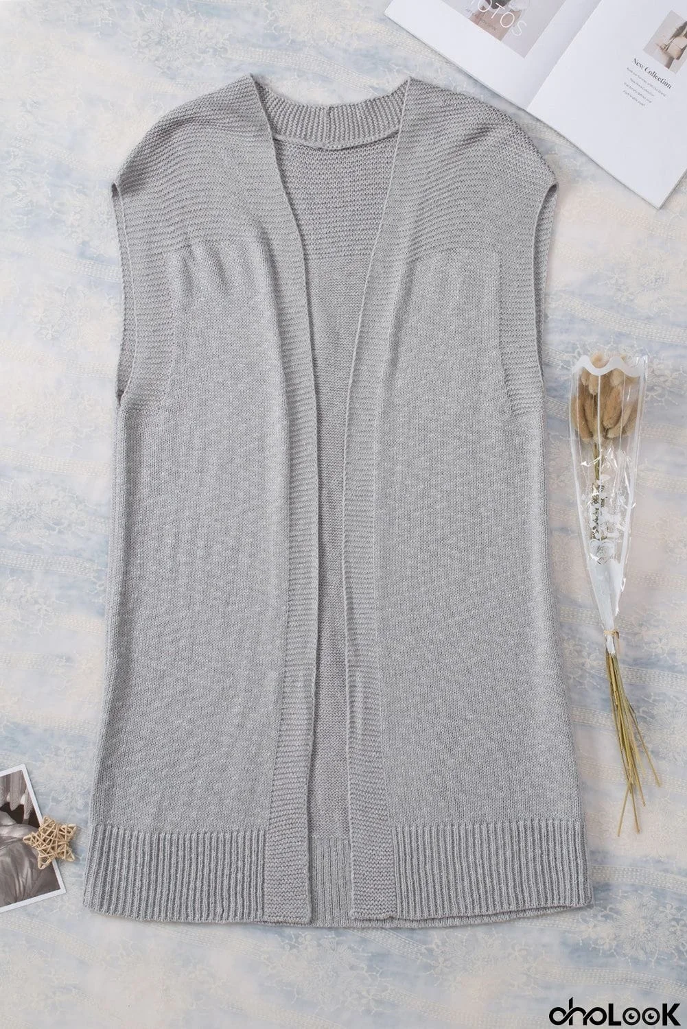 Basic Gray Vest Cardigan Sweater