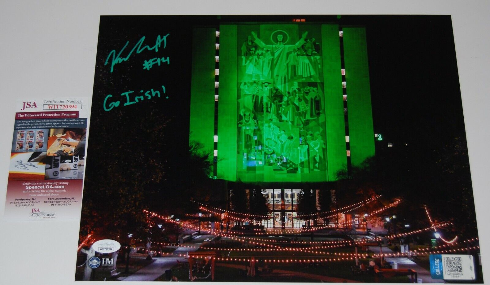 KYLE HAMILTON signed (NOTRE DAME FIGHTING IRISH) 11x14 Photo Poster painting JSA WITNESSED