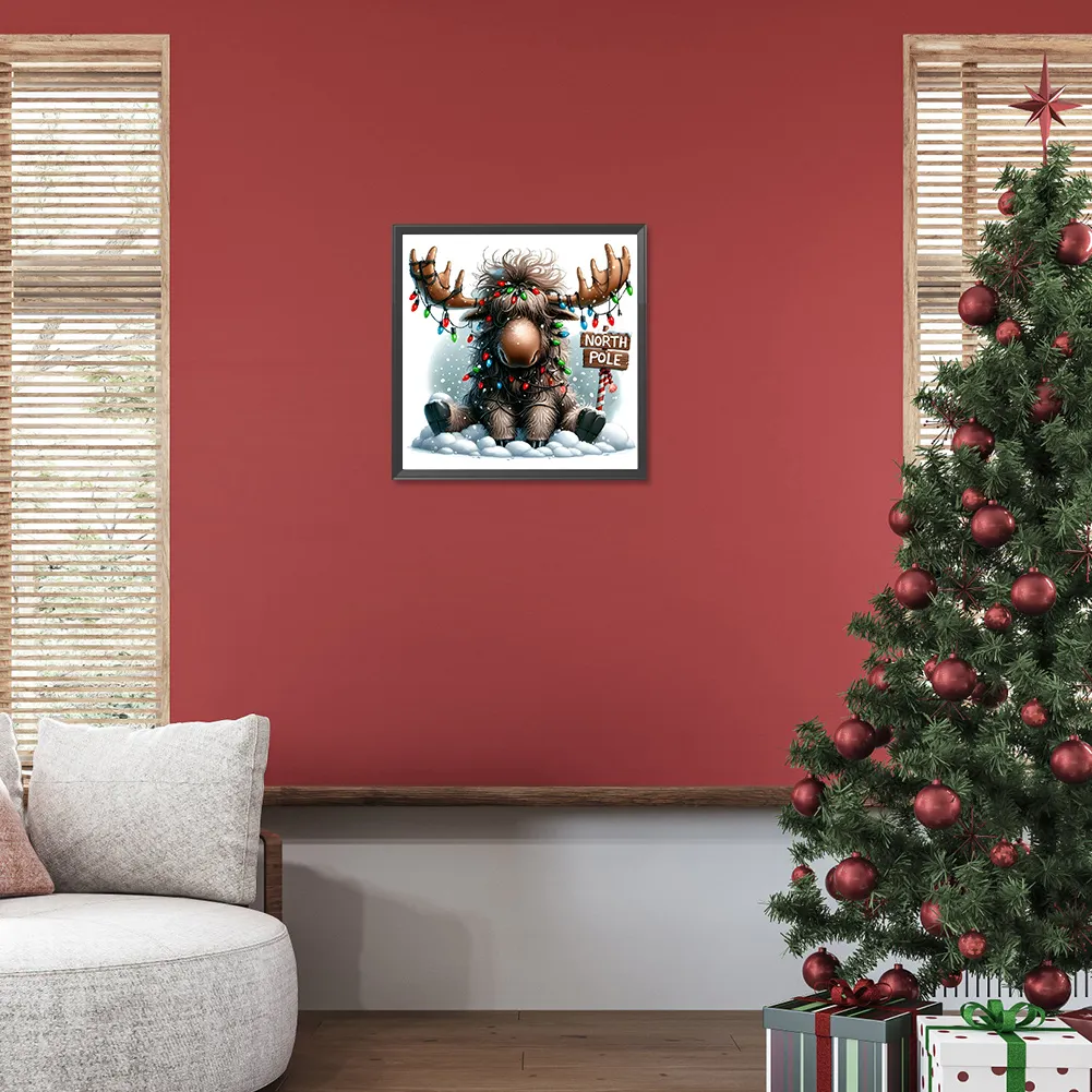 Diamond Painting - Full Round Drill - Xmas Elk(Canvas|30*30cm)