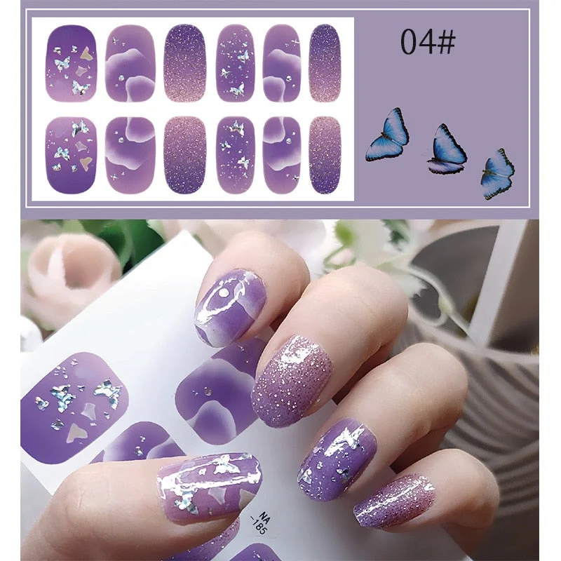 New Designs Full Cover Nail Stickers Fashion Flowers Nail Sticker Set Self Adhesive Manicure Decoracion Nail Strips-Nail Inspo
