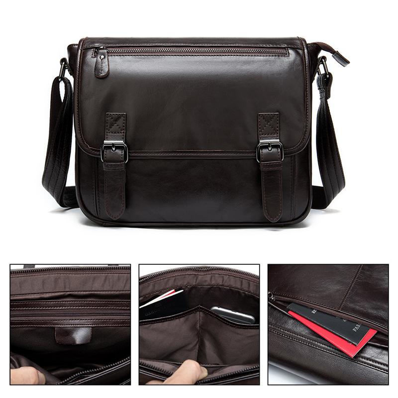 Vintage Soft Leather Plain Casual Business Messenger Bags