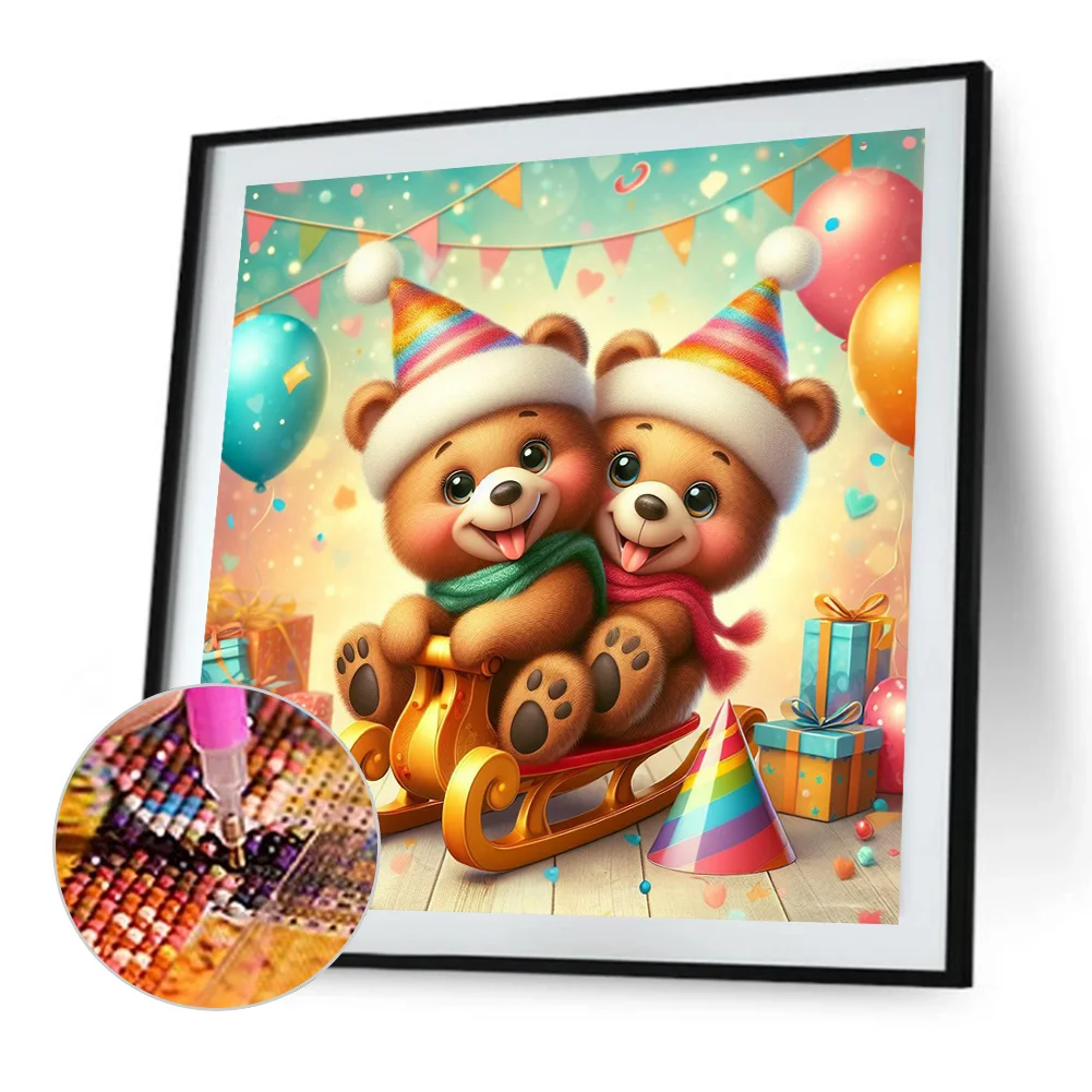 Diamond Painting - Full Round Drill - Playing Bear(Canvas|40*40cm)