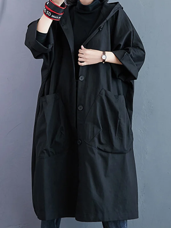 Women Casual Loose Hooded Coat