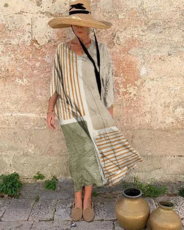 Resort Abstract Art Print Loose Fit Dress