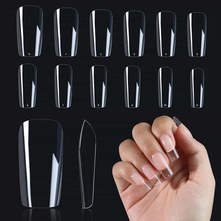 500Pcs 12Sizes Clear Medium Square Nail Tips