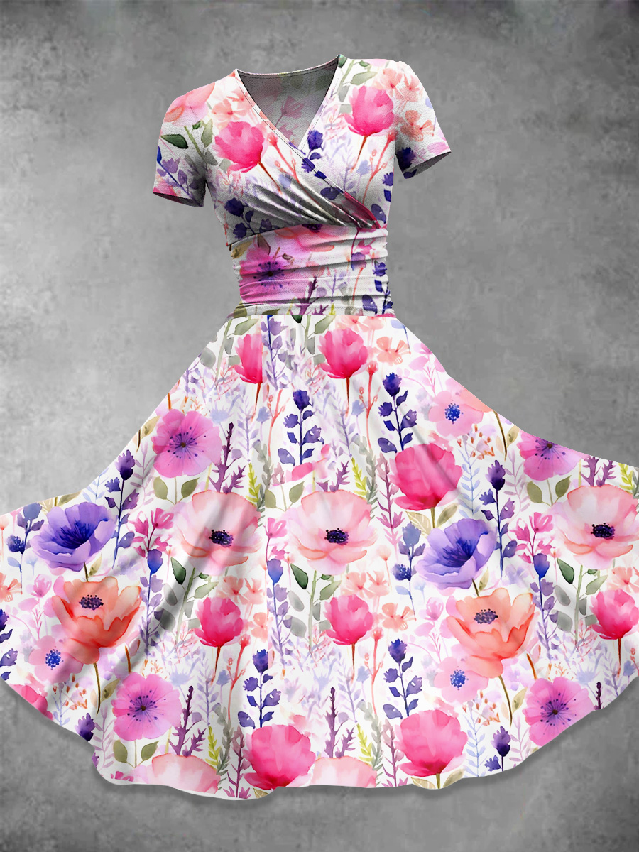 Flower  Art  Print Casual Dress