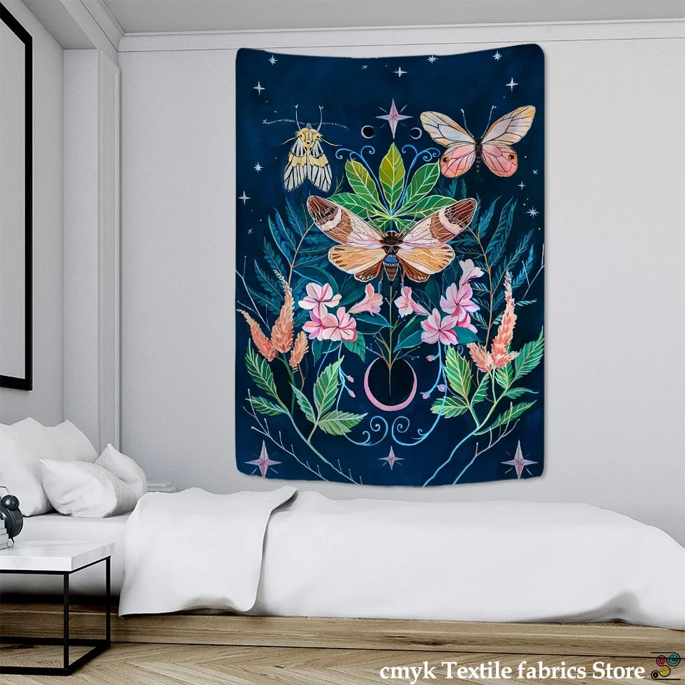 Butterfly Mushroom Tapestry Wall Hanging Colorful Bohemian Hippie TAPIZ Psychedelic Witchcraft Simple Art Room Home Decor