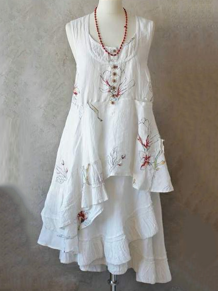 Sleeveless Round Neck Floral Dress