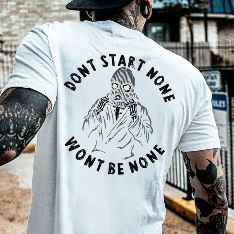 Don't Start None Won't Be None Skull Devil Printed T-shirt -  