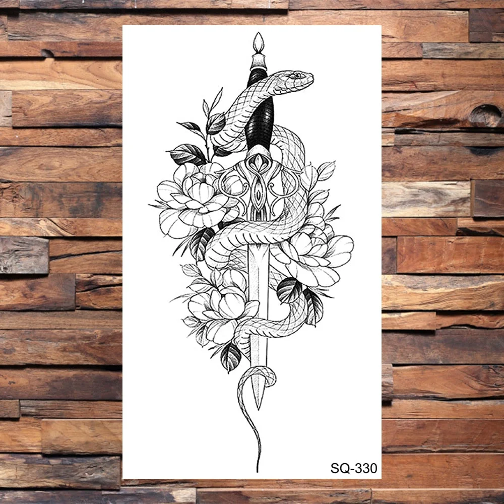 Black Dragon Temporary Tattoos For Men Women Realistic Scorpion Snake Fake Tattoo Sticker Body Arm Water Transfer Tatoos DIY