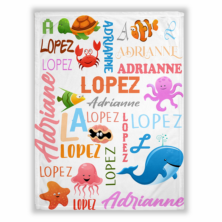BlanketCute-Personalized Lovely Kid Animals Blanket with Your Kid's Name | 02