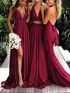 Plunging Backless Lace-Up Maxi Dress