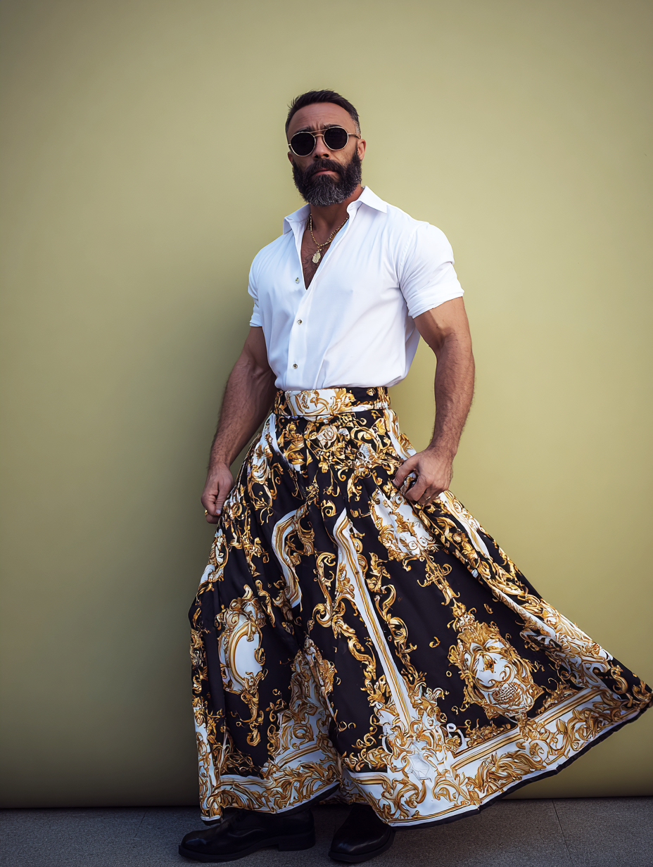 Men's Festival Carnival Baroque Pattern Skirt