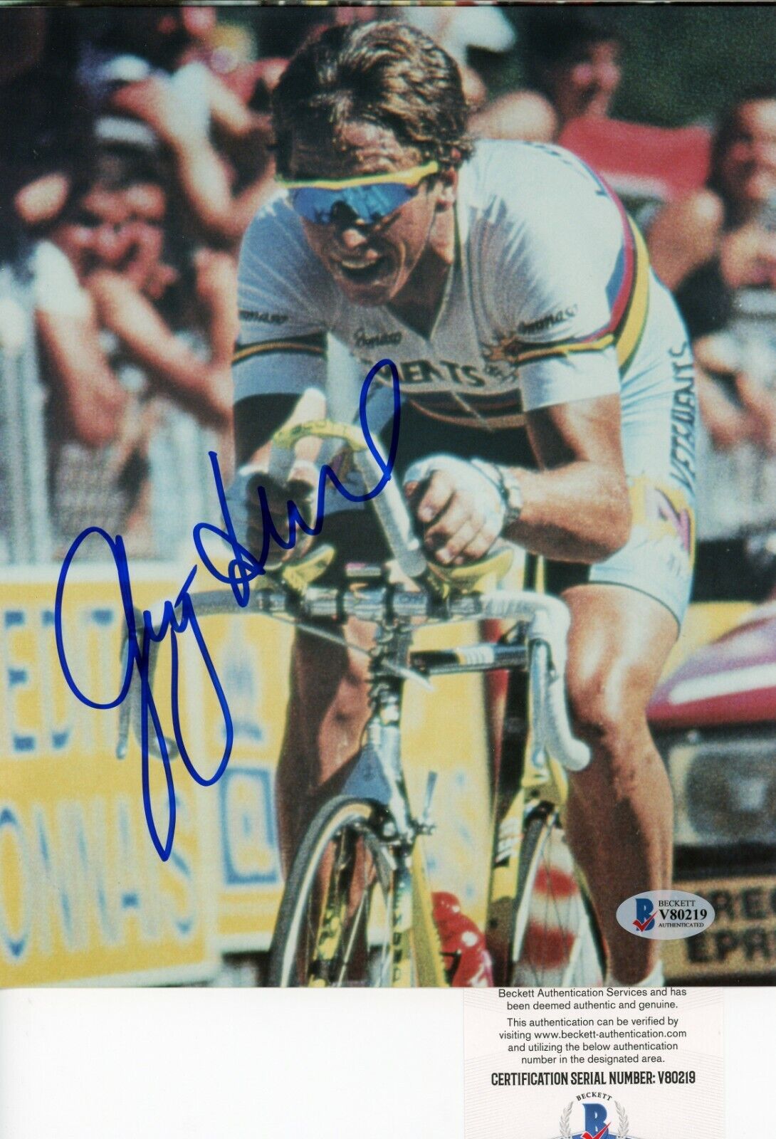 Greg Lemond Tour de France 8x10 Glossy Photo Poster painting Signed Autographed Beckett BAS