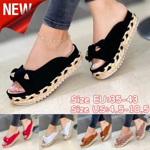 TeeYours New Women's Fashion Large Size Wedge Fish Mouth Sandals Summer Casual Beach Shoes Slip-on Wedge Slippers (35-43) - Shop Trendy Women's Fashion | TeeYours