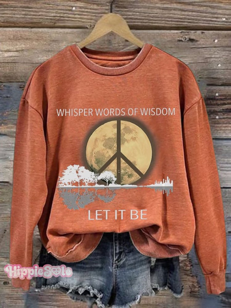 Whisper Words Of Wisdom Let It Be Crew Neck Long Sleeve Sweatshirt Orange / S