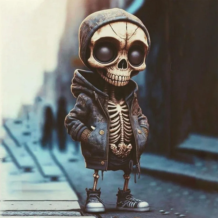 Halloween Sweatshirt Skull Dolls Resin Crafts Gothic Skeleton Man Sculpture (B)